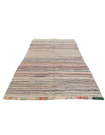 Striped Vintage Turkish Rag Rug - 5`1
