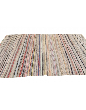 Striped Vintage Turkish Rag Rug - 5`1