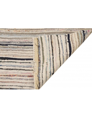 Striped Vintage Turkish Rag Rug - 5`1