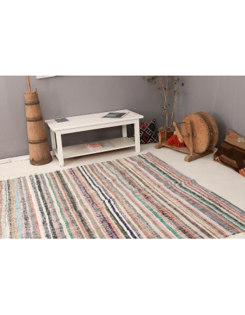 Colorful Vintage Striped Rag Runner - 6`4