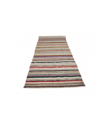 Striped Vintage Turkish Rag Runner - 3`5