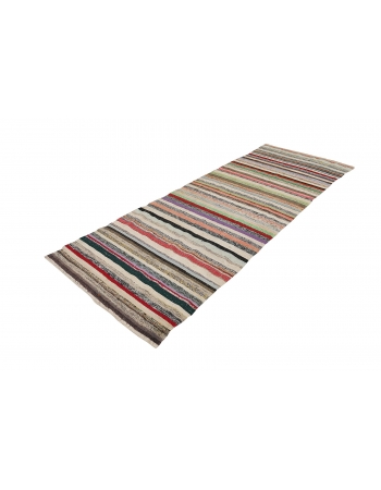 Striped Vintage Turkish Rag Runner - 3`5