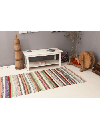 Striped Vintage Turkish Rag Runner - 3`5