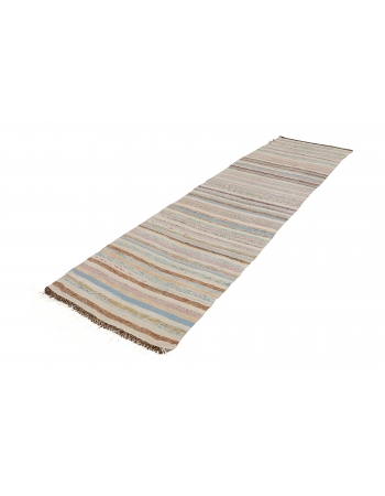 Vintage Striped Turkish Kilim Runner - 2`11