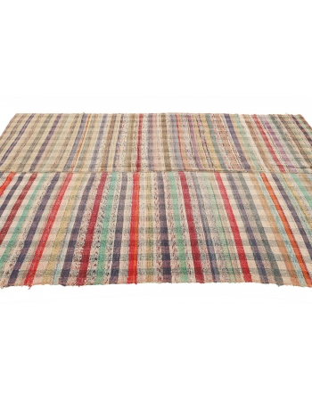 Striped Vintage Turkish Rag Rug - 5`9