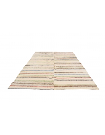 Vintage Striped Turkish Kilim Rug - 7`1