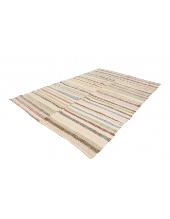 Vintage Striped Turkish Kilim Rug - 7`1