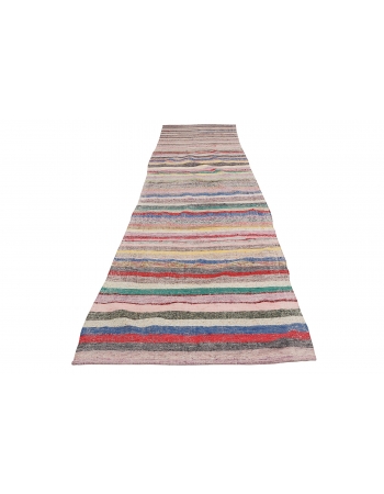 Colorful Striped Vintage Rag Runner - 3`7