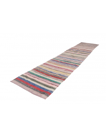 Colorful Striped Vintage Rag Runner - 3`7