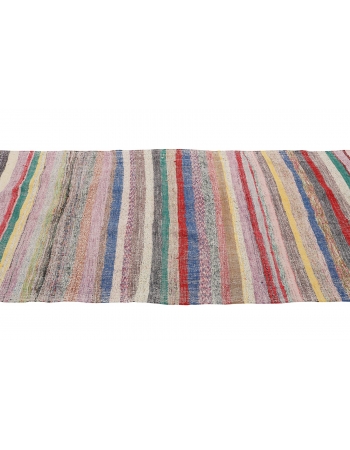 Colorful Striped Vintage Rag Runner - 3`7