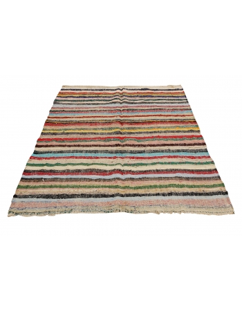 Striped Colorful Turkish Rag Rug - 6`2