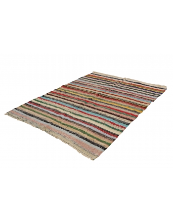 Striped Colorful Turkish Rag Rug - 6`2