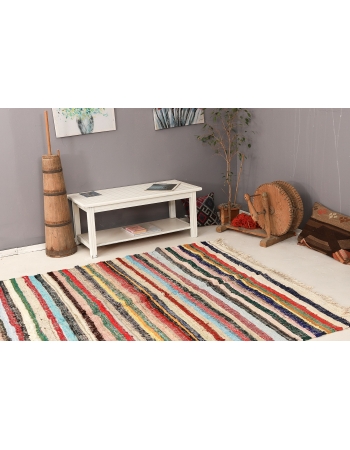 Striped Colorful Turkish Rag Rug - 6`2