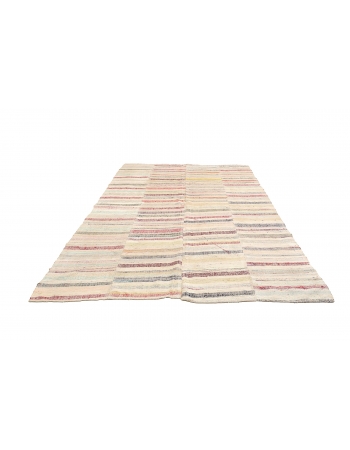 Vintage Striped Rag Kilim Rug - 6`11