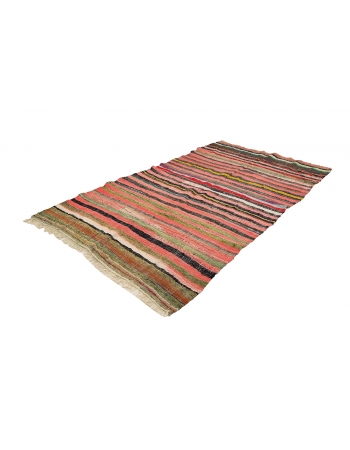 Striped Vintage Colorful Rag Kilim Rug - 5`7