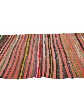 Striped Vintage Colorful Rag Kilim Rug - 5`7