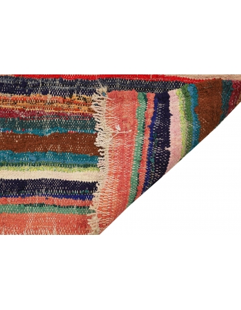Striped Vintage Colorful Rag Kilim Rug - 5`7