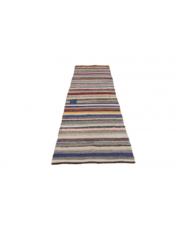 Colorful Striped Vintage Rag Runner - 2`9