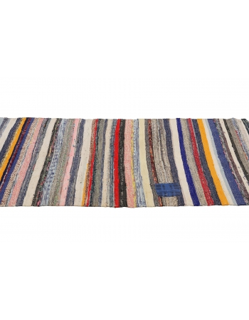 Colorful Striped Vintage Rag Runner - 2`9