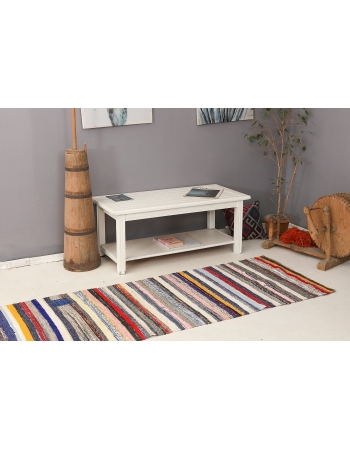 Colorful Striped Vintage Rag Runner - 2`9