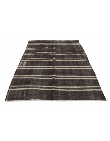 Black & White Striped Kilim Rug - 5`10