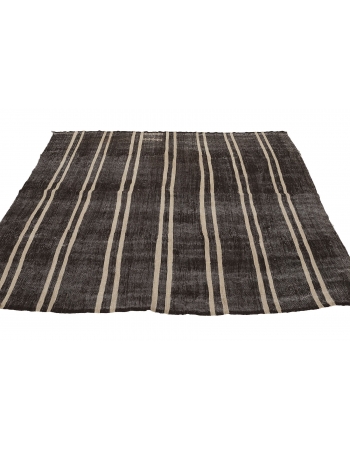 Black & White Striped Kilim Rug - 5`10