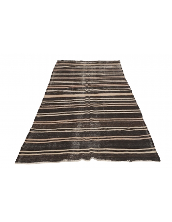 Striped Vintage Goat Hair Kilim Rug - 6`1