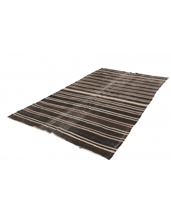 Striped Vintage Goat Hair Kilim Rug - 6`1