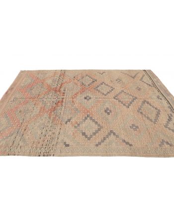 Faded Vintage Embroidered Kilim Rug - 5`11