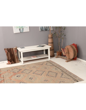 Faded Vintage Embroidered Kilim Rug - 5`11