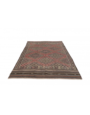 Vintage Decorative Embroidered Kilim Rug - 6`1