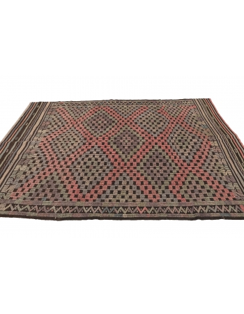 Vintage Decorative Embroidered Kilim Rug - 6`1
