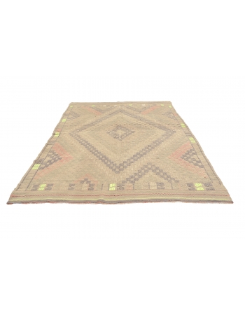 Faded Vintage Embroidered Kilim Rug - 6`9