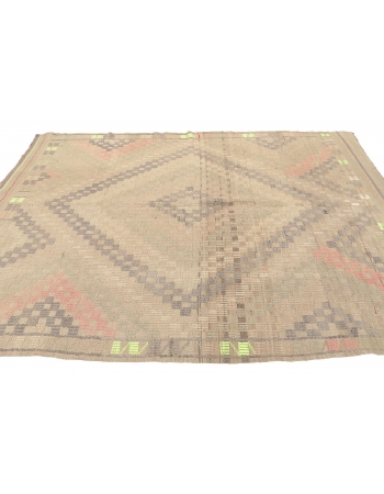 Faded Vintage Embroidered Kilim Rug - 6`9