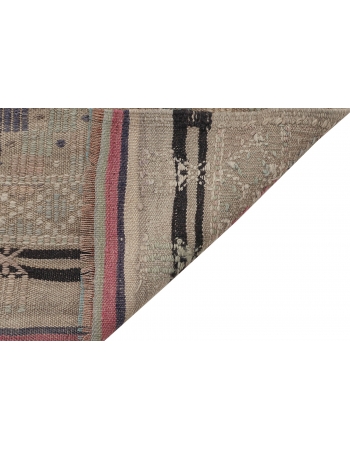 Embroidered Vintage Turkish Kilim Rug - 4`0