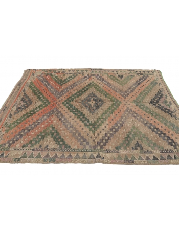 Embroidered Faded Embroidered Kilim Rug - 5`9