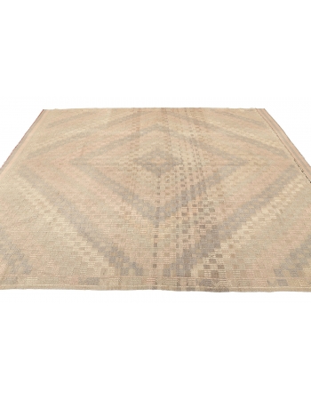 Faded Embroidered Turkish Kilim Rug - 7`4