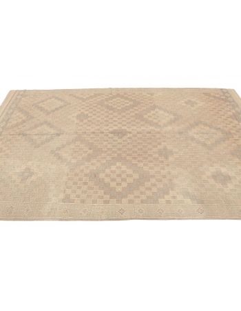 Embroidered Washed Out Kilim Rug - 5`7