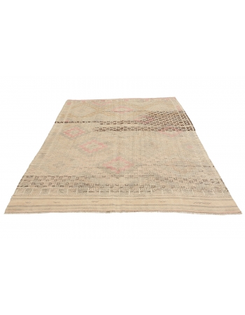 Decorative Vintage Embroidered Kilim Rug - 5`10