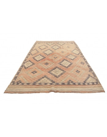 Faded Vintage Embroidered Kilim Rug - 6`2