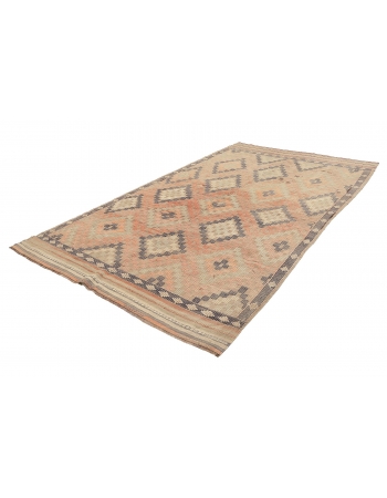 Faded Vintage Embroidered Kilim Rug - 6`2