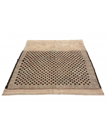 Embroidered Vintage Kilim Rug - 4`11