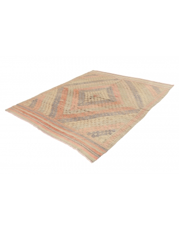 Faded Vintage Embroidered Kilim Rug - 6`2