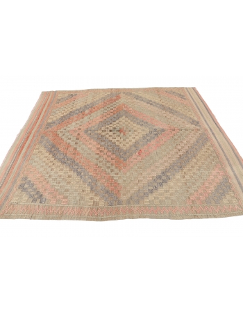 Faded Vintage Embroidered Kilim Rug - 6`2