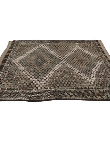Vintage Embroidered Turkish Kilim Rug - 6`3
