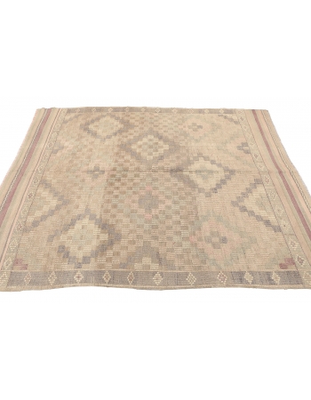 Vintage Washed Out Embroidered Rug - 5`5