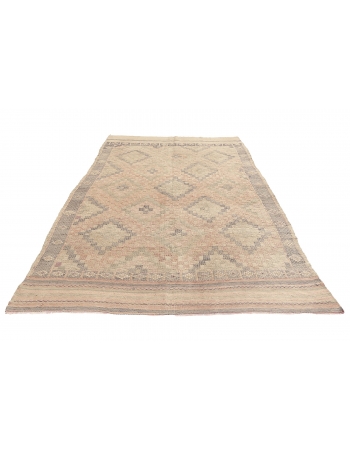 Faded Vintage Embroidered Kilim Rug - 5`11