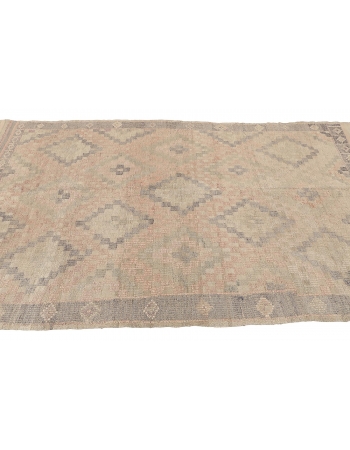 Faded Vintage Embroidered Kilim Rug - 5`11