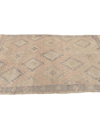 Faded Vintage Embroidered Kilim Rug - 5`11