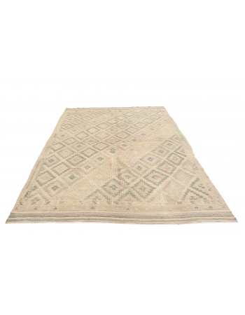 Embroidered Washed Out Kilim Rug - 6`7